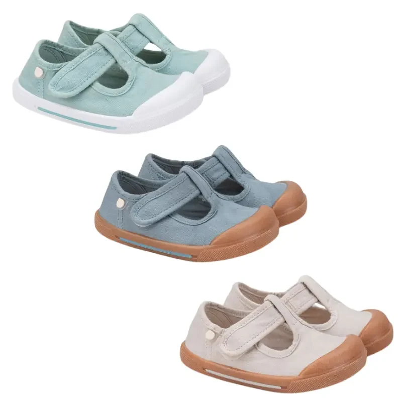 Zapatillas Barefoot Canvas Pepito Igor WIDE en color beige azul y verde